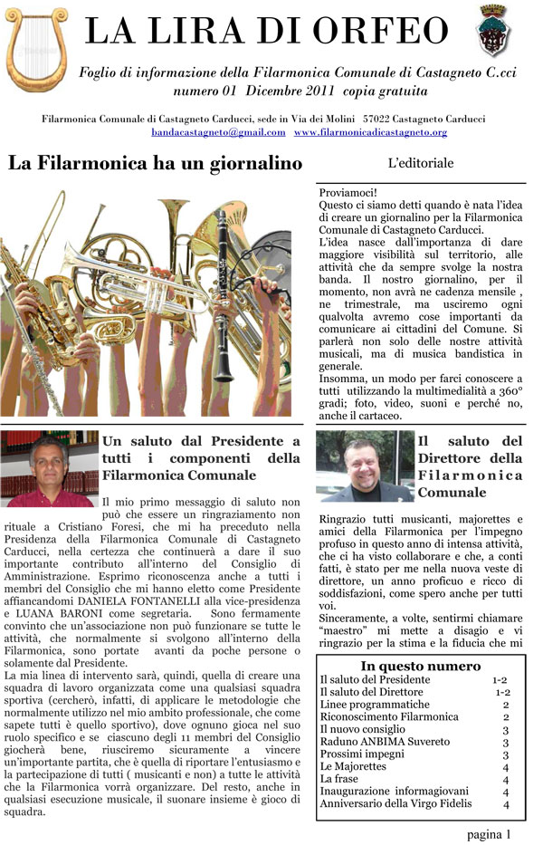 GIORNALINO N° 1 GIORNALINO N° 1